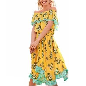 Matilda Jane Brilliant Daydream Hooked on a Feeling Yellow Floral Dress Medium
